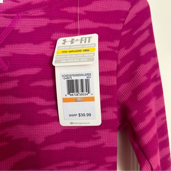 NWT Under Armour pink camo waffle knit long sleeve top Size Small - Picture 4 of 13